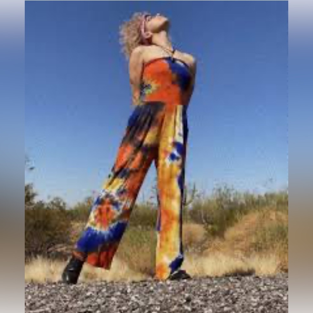 Orange and Blue Tie-Dye Jumpsuit